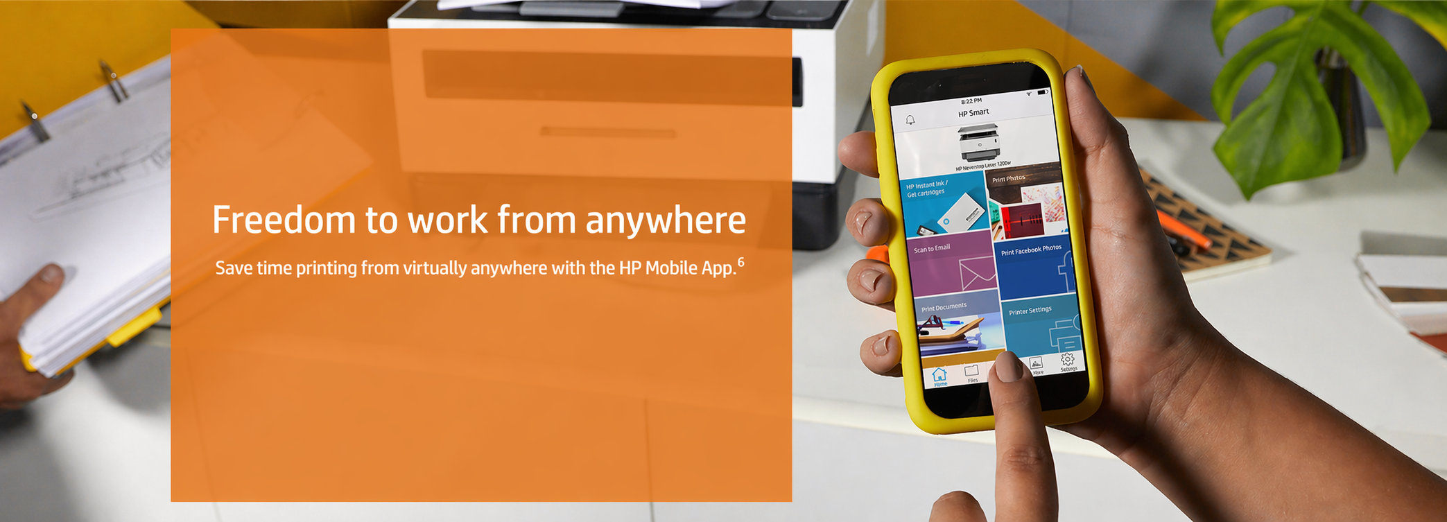 Freedom to work from anywhere — Save time printing from virtually anywhere with the HP Mobile App